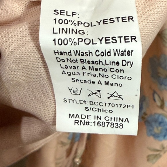 BANJUL Womens Sz S Peach Pink‎ Floral Crop Top Puff Sleeve Romantic Cottagecore - Picture 7 of 8